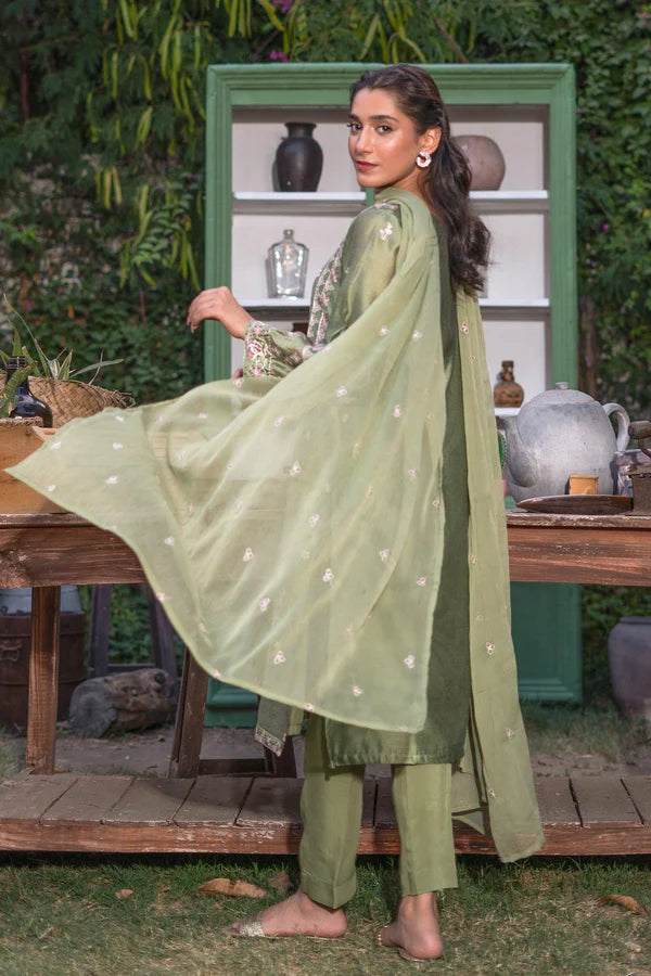 3PC - Embroidered Cotton Net Suit