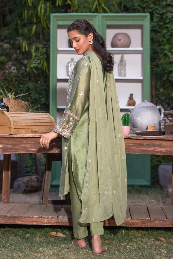 3PC - Embroidered Cotton Net Suit