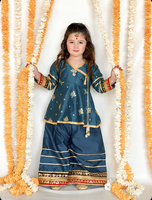 EMBROIDERED ANGRAKHA STITCHED 3 PIECE KIDS DRESS