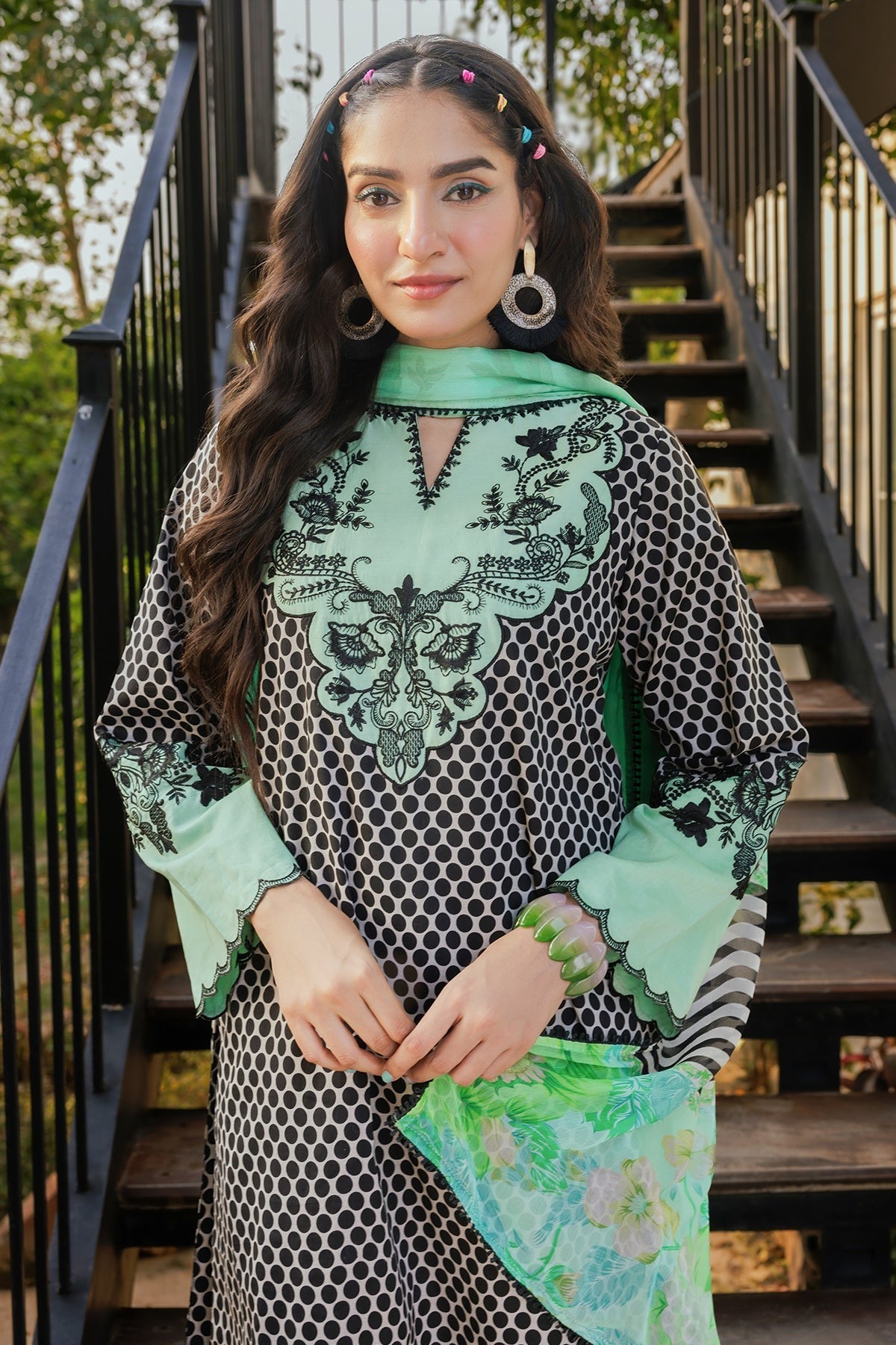 3-PC Embroidered Cotton Suit