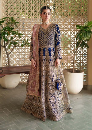 Royal Dusk – Navy Blue Embroidered Floor-Length Ensemble