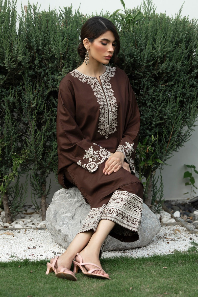 Elegant Brown Ensemble with Intricate Detailing - Eid outfits in Sydney, Brisban Australia