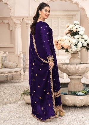 Purple Embroidered Eastern Kurta Set – 3-Piece Festive Ensemble