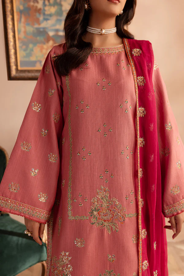 EMBROIDERED KHADDAR STITCHED 3 PIECE DRESS