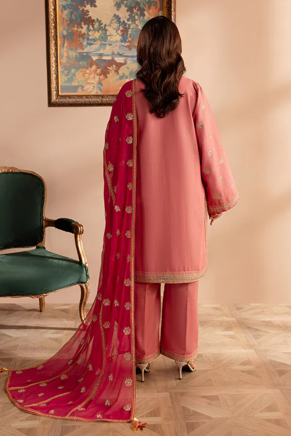 EMBROIDERED KHADDAR STITCHED 3 PIECE DRESS