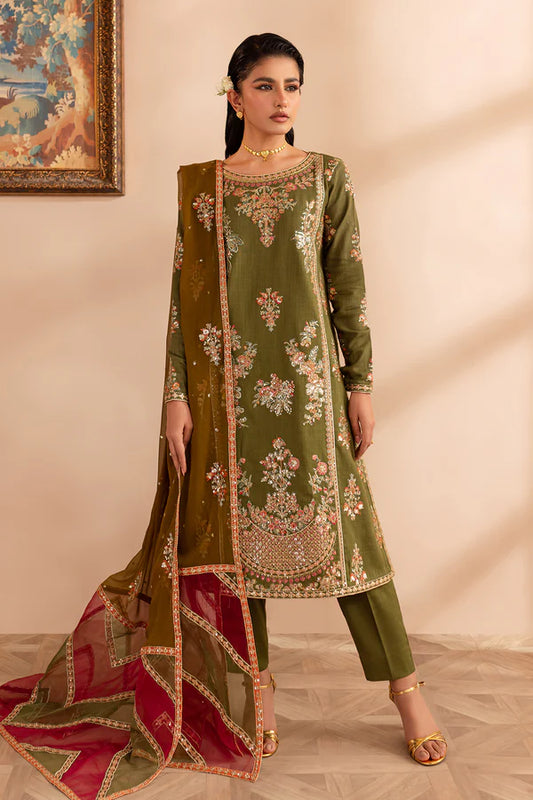 EMBROIDERED KHADDAR STITCHED 3 PIECE DRESS
