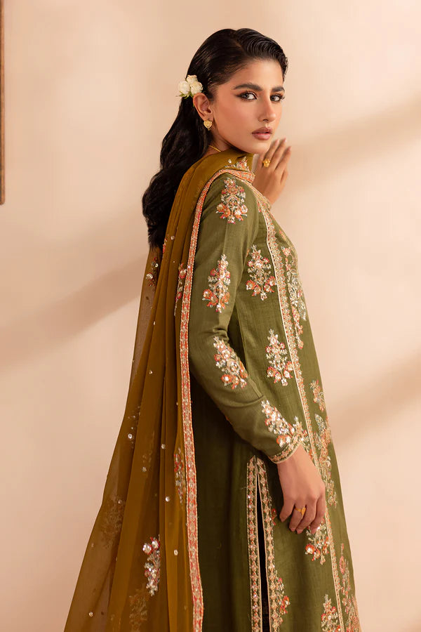 EMBROIDERED KHADDAR STITCHED 3 PIECE DRESS
