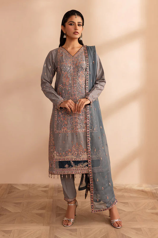 EMBROIDERED KHADDAR STITCHED 3 PIECE DRESS