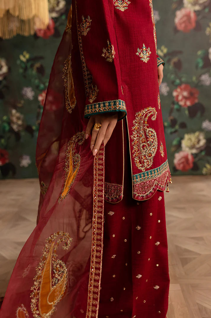 EMBROIDERED KHADDAR STITCHED 3 PIECE DRESS