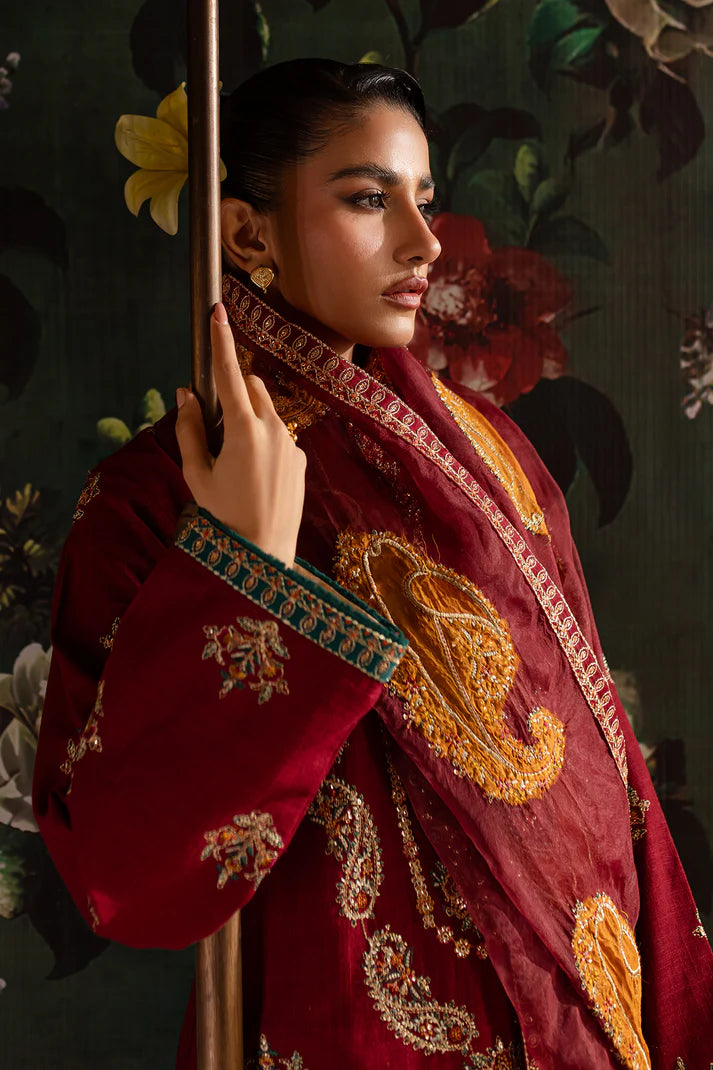 EMBROIDERED KHADDAR STITCHED 3 PIECE DRESS