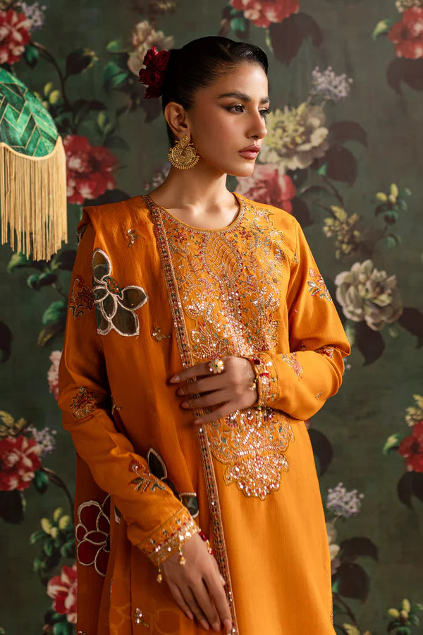 EMBROIDERED KHADDAR STITCHED 3 PIECE DRESS