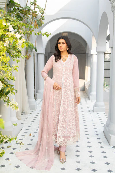 EMBROIDERED CHIFFON STITCHED 3 PIECE DRESS