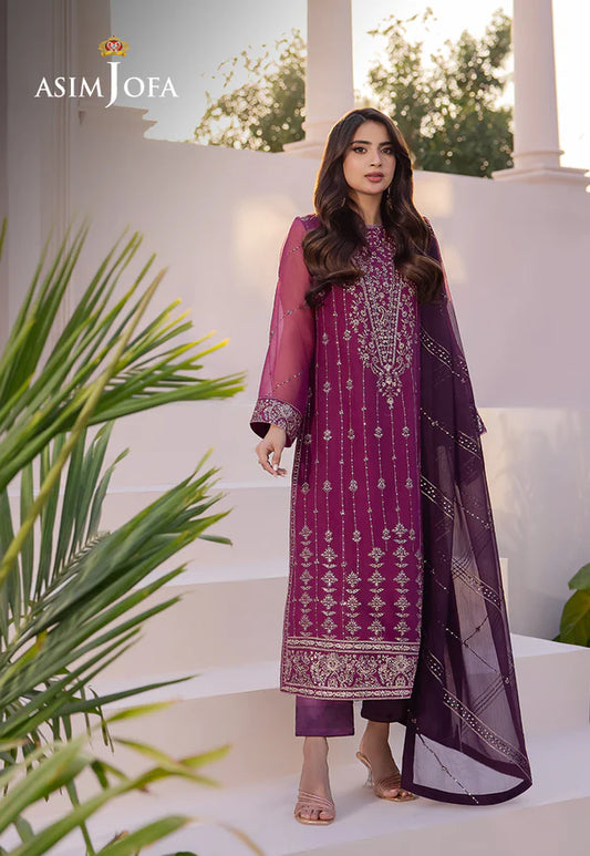 EMBROIDERED CHIFFON STITCHED 3 PCS DRESS