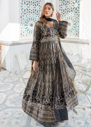 EMBROIDERED CHIFFON ANGRAKHA STITCHED 3 PIECE DRESS