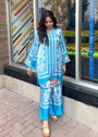 Elegant Sky Blue 2-Piece Tunic & Trouser Set – Printed Daily Wear