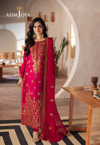 EMBROIDERED JUMBO SILK STITCHED 3 PCS DRESS