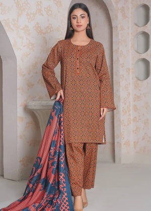 Khaddar Straight Kurta with Straight Trousers & Poly Lawn Dupatta – 3-Piece Winter Set