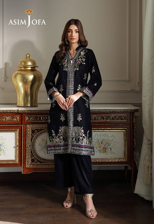 Evening Grace – Embroidered Velvet Ensemble in Grey - Australian Pakistani Indian women love this design
