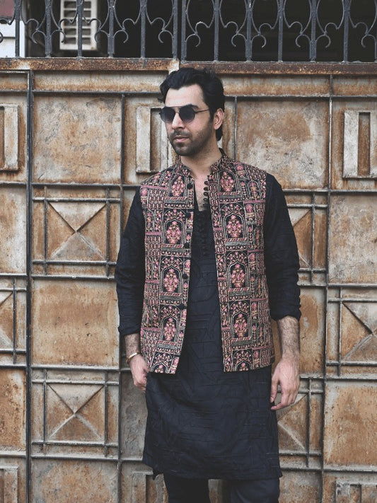 Embroidered Multi Mesori Waistcoat – Premium Festive Wear