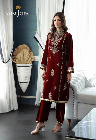 EMBROIDERED VELVET STITCHED 2PC DRESS