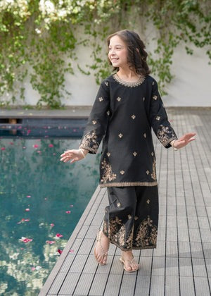 Black Lawn Straight Kurta 2-Piece Set – Summer Festive Wear