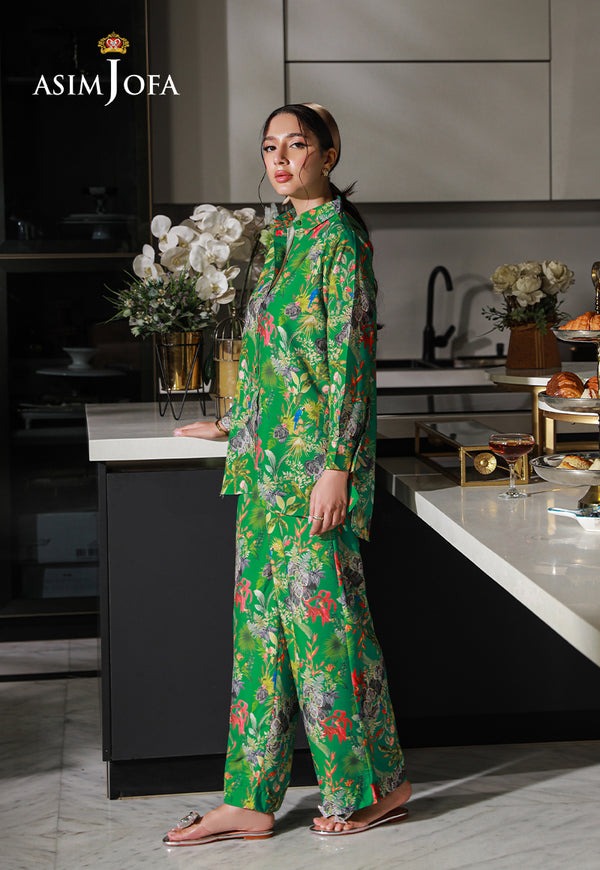 Emerald Luxe – Printed Silk Co-Ord Set with Contemporary Tailored Fit