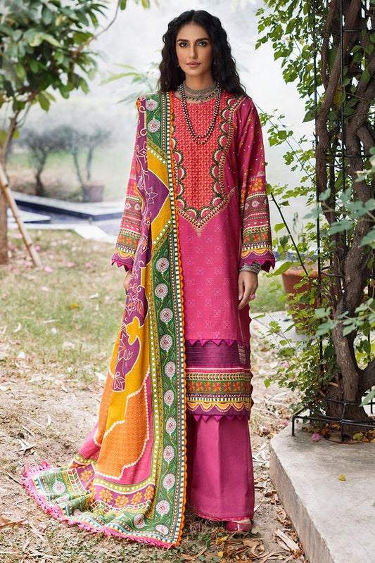 Magenta Digital Printed 3-Piece Suit with Traditional Dupatta