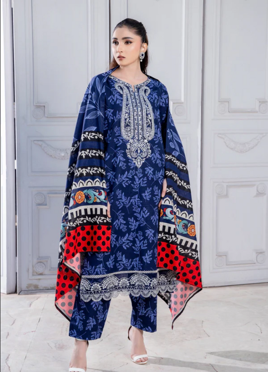 3 Piece Winter Wear Slub-Khaddar Daily/Basic Wear Dress
