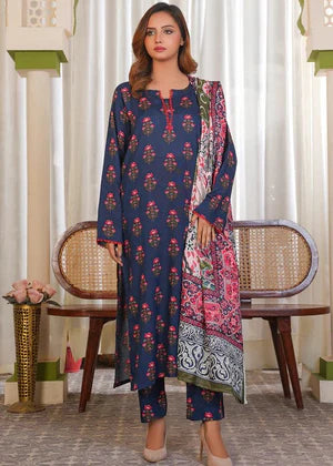 PRINTED KHADDAR 3 PIECE DRESS