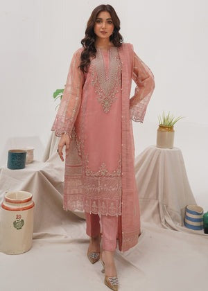 Pretty in Pink – Festive 3-Piece Organza Kurta Set with Raw Silk Trousers - Elegant Pakistani suit available with Australia-wide delivery