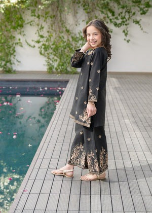 Black Lawn Straight Kurta 2-Piece Set – Summer Festive Wear