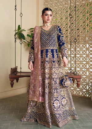 Royal Dusk – Navy Blue Embroidered Floor-Length Ensemble