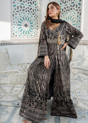 EMBROIDERED CHIFFON ANGRAKHA STITCHED 3 PIECE DRESS