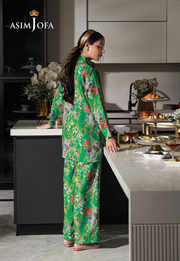 Emerald Luxe – Printed Silk Co-Ord Set with Contemporary Tailored Fit