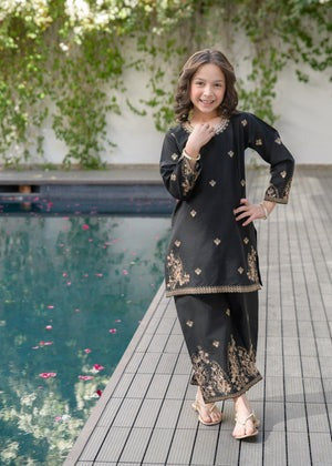 Black Lawn Straight Kurta 2-Piece Set – Summer Festive Wear