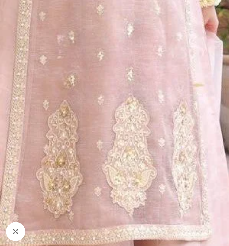 3 Piece Khaddi Net Shabnam Zari Festive/Party Wear