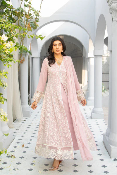 EMBROIDERED CHIFFON STITCHED 3 PIECE DRESS