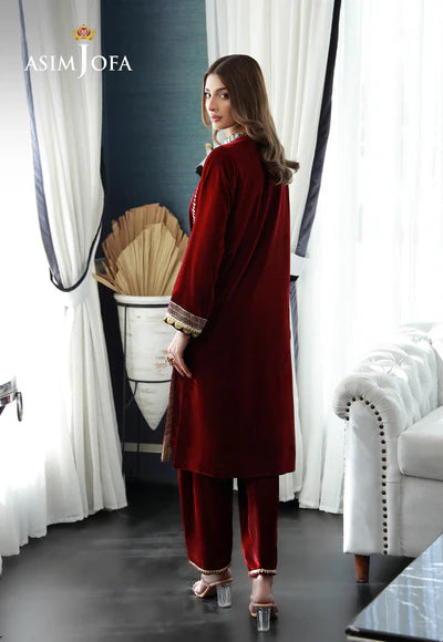 EMBROIDERED VELVET STITCHED 2PC DRESS