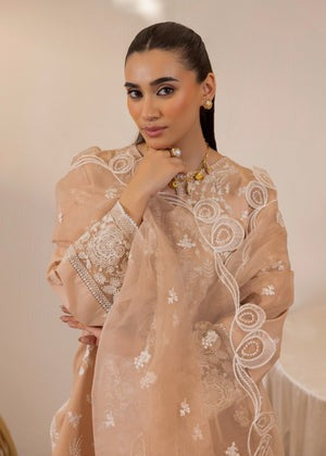Embroidered A-Line Kurta with Dyed Lawn Trouser & Organza Dupatta – 3-Piece Festive Set