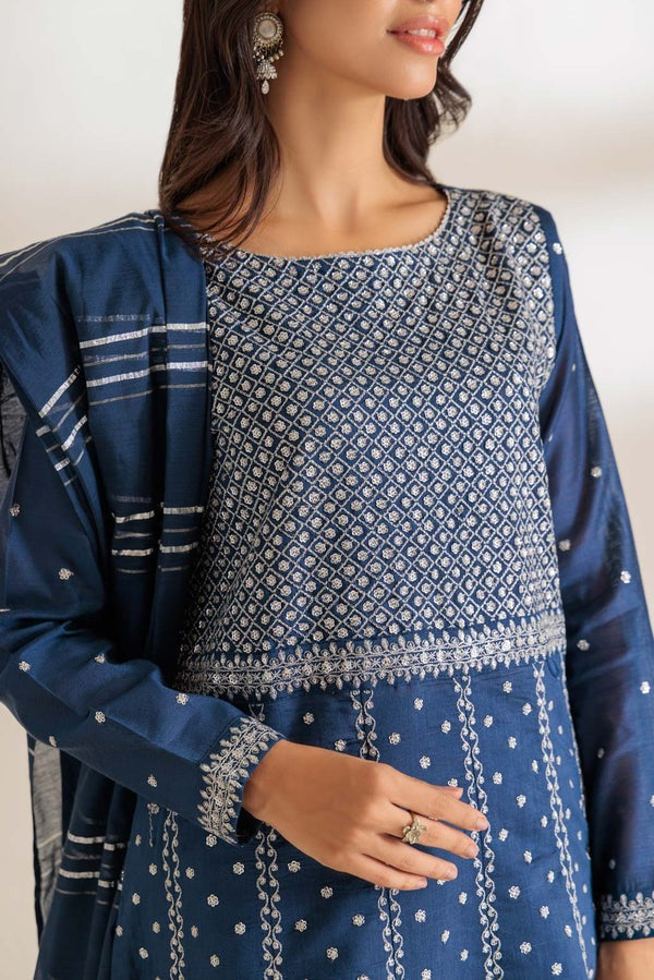 Ethereal Grace – Khaddi Net Embroidered Frock with Fancy Dobby Dupatta - Available now for Sydney & Melbourne, Brisban customers