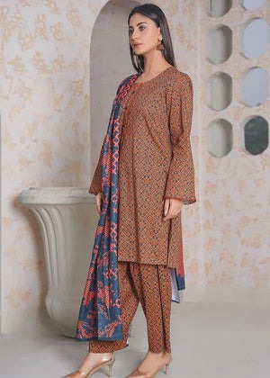 Khaddar Straight Kurta with Straight Trousers & Poly Lawn Dupatta – 3-Piece Winter Set