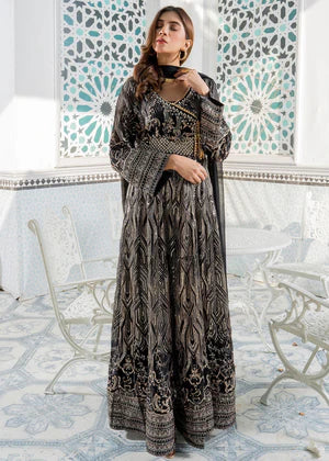 EMBROIDERED CHIFFON ANGRAKHA STITCHED 3 PIECE DRESS