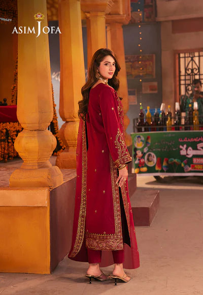 EMBROIDERED TWISTED SILK STITCHED 3 PCS DRESS