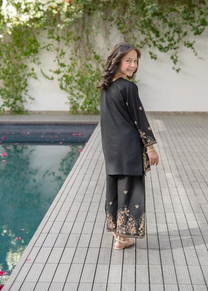 Black Lawn Straight Kurta 2-Piece Set – Summer Festive Wear