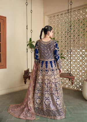 Royal Dusk – Navy Blue Embroidered Floor-Length Ensemble