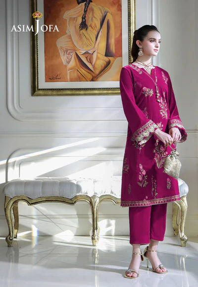 EMBROIDERED VELVET STITCHED 2PC DRESS
