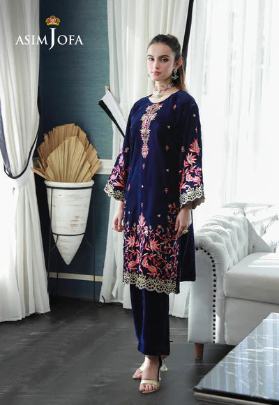 EMBROIDERED VELVET STITCHED 2PC DRESS