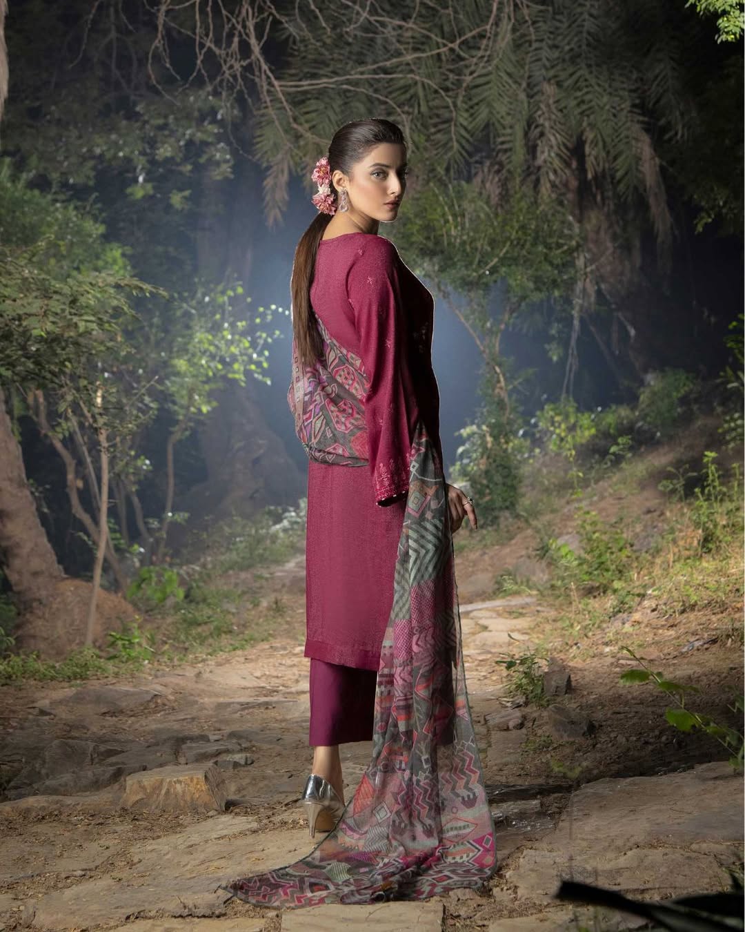 Classic Maroon Kurta Set with Traditional Motif Dupatta