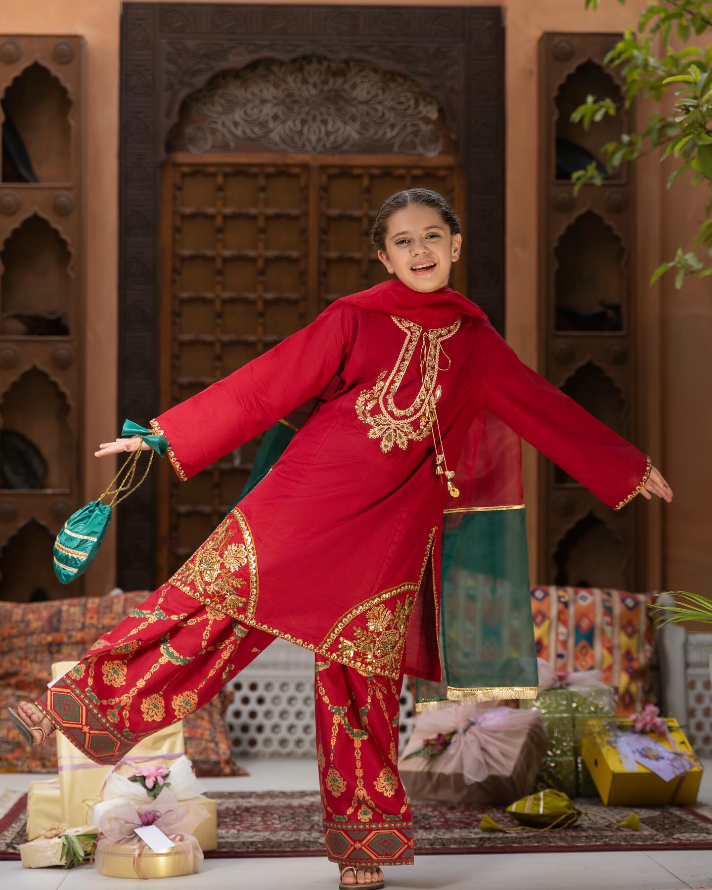 Festive Elegance Red Traditional Outfit - Eid outfits in Sydney, Brisban Australia