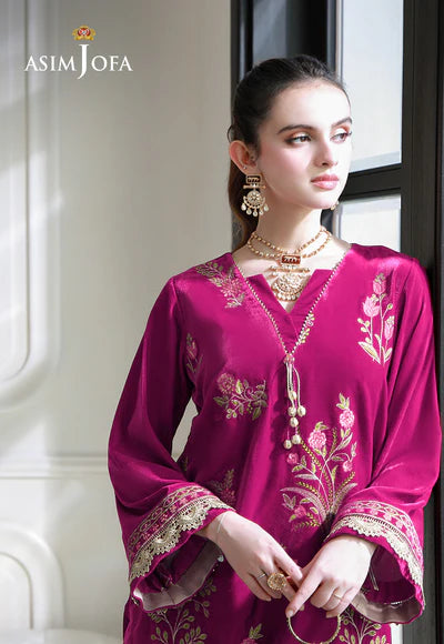 EMBROIDERED VELVET STITCHED 2PC DRESS